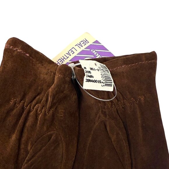 GRANDOE Brown Suede Gloves Womens Medium Genuine Leather - Picture 7 of 11